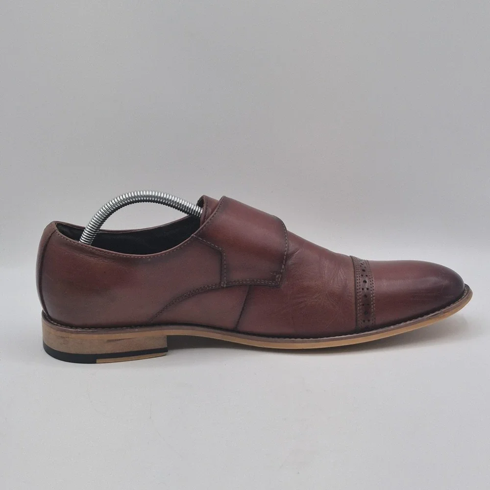 Stacy Adams Shoes Mens Size 10.5 Brown Monk Strap Cap Toe Oxford Dress 25102-221